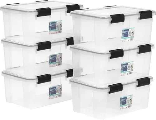 IRIS USA WeatherPro 19 Quart Gasket Storage Bins (6-Pack)