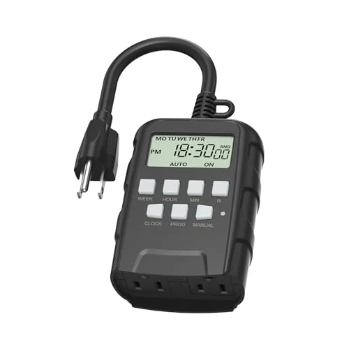 BN-LINK Outdoor 7-Day Programmable Digital Timer, Dual Outlet