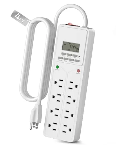 BN-LINK 8-Outlet Surge Protector with 7-Day Digital Timer