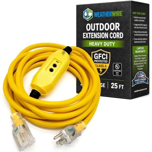 WeatherWire 25 ft Outdoor Extension Cord, GFCI-Protected