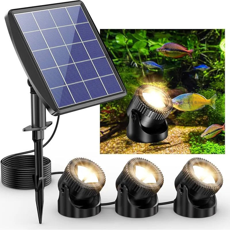 Solar Pond Spotlights (3-Head Warm White)
